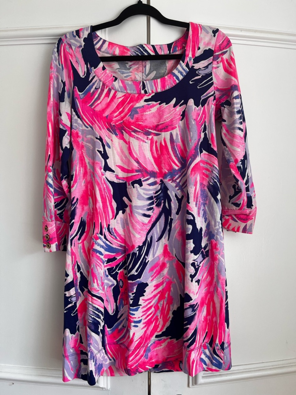 Lilly Pulitzer Pink, Navy & Lavender Abstract Floral Tunic